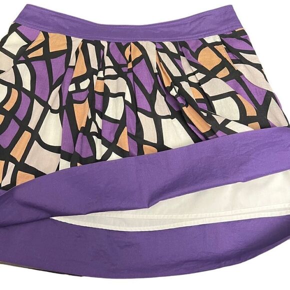 Dillard’s Pink Twill Purple Black White Tan Cotton Circle Skater Skirt Size 8 - Picture 7 of 9